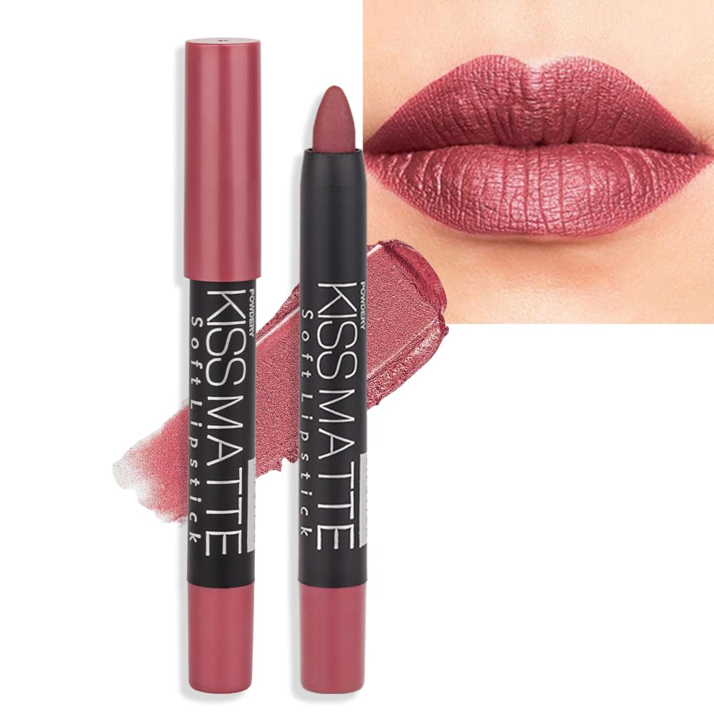 Matte Lipstick - Long-Lasting Velvet Lip Crayon with Waterproof Formula | Smooth Lightweight Lip Color, 08