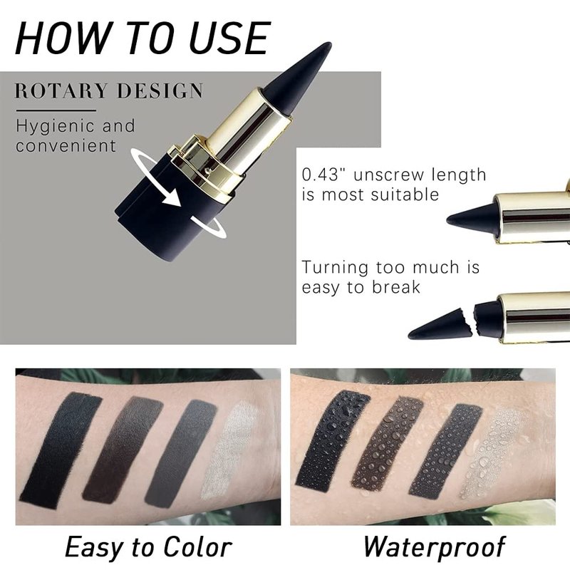 Gel Eyeliner Pencil Set - 4 Pcs Waterproof Eye Makeup Sticks in Black, Silver, Grey & Brown