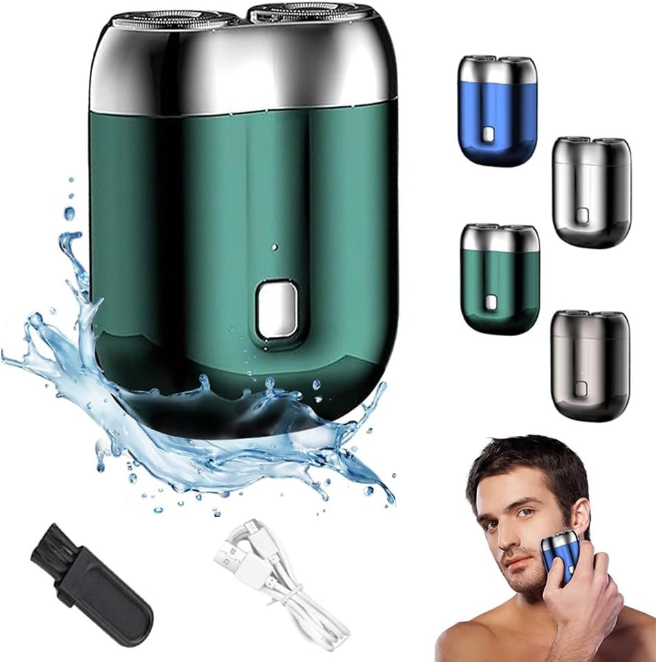 Pocket Shaver - Rechargeable USB Mini Electric Razor for Men | Waterproof, Portable Design - Blue
