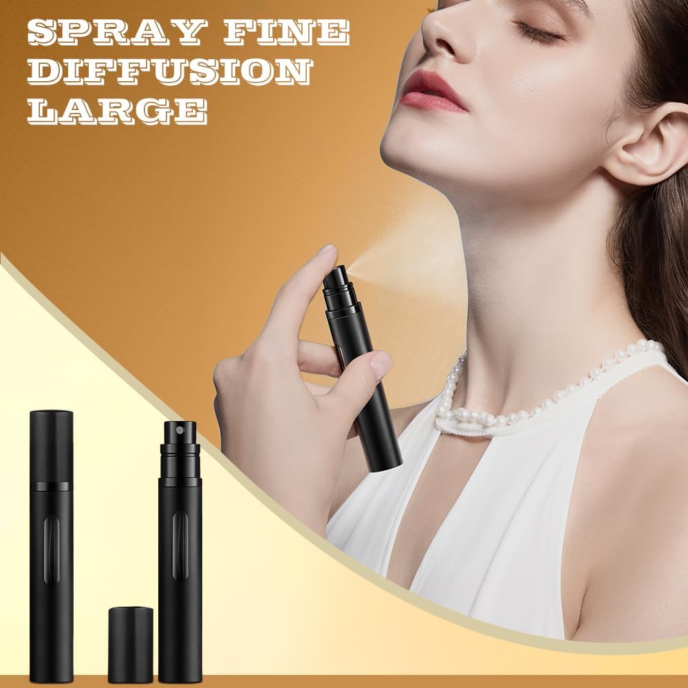 Travel Perfume Atomizer - 10ml Refillable Bottles | Mini Cologne Sprayer Set (Black, Grey, Silver)