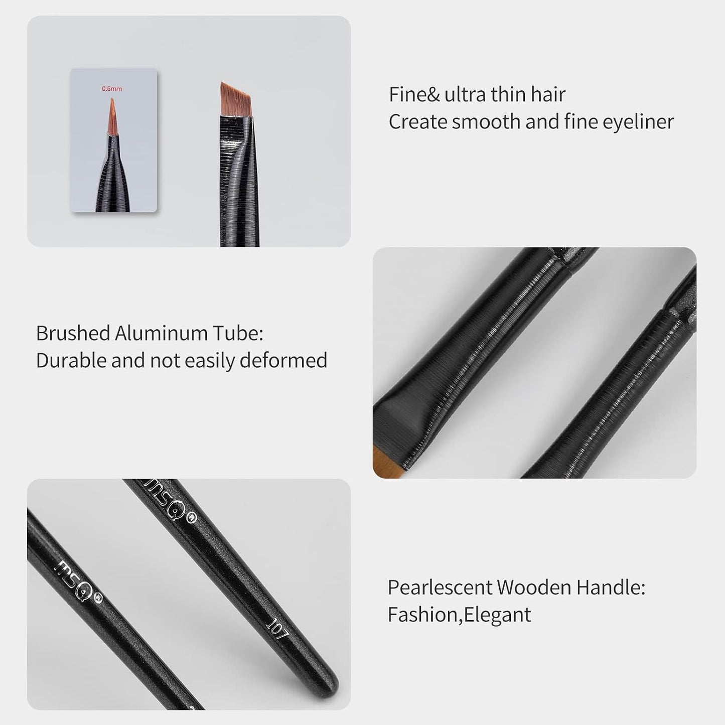 Angled Eyeliner Brushes Set - Ultra Thin Synthetic Bristles | 2pcs Eye Makeup Tool