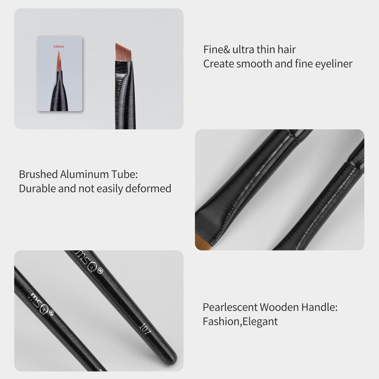Fine Angled Eyeliner Brushes, MSQ Eye Liner brush, 2pcs Angled Eyebrow Brushes Set Ultra Thin Eyeliner Brush Synthetic Bristles Eye Makeup Tool