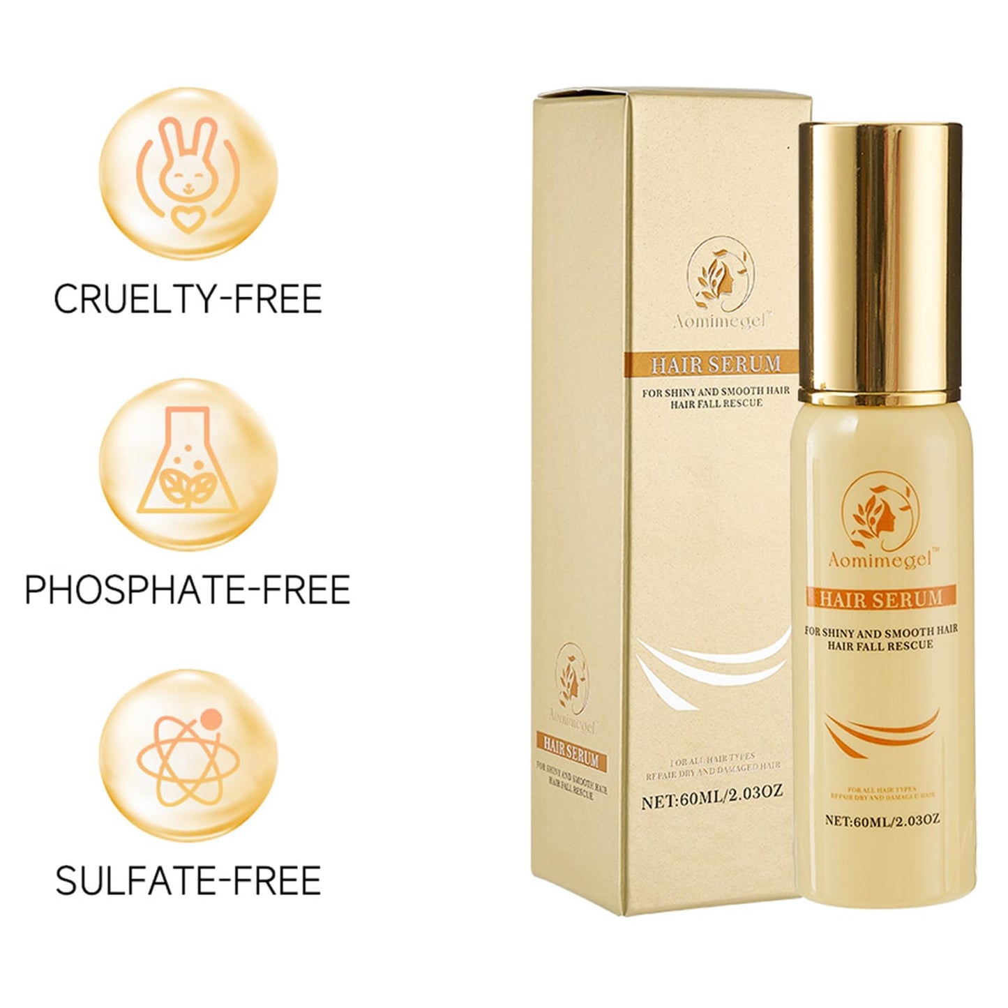 Aomimegel Argan Hair Oil Hair Serum Cold Pressed Weightless Argan Oil Hair Treatment for Dry Damaged Hair 2 floz