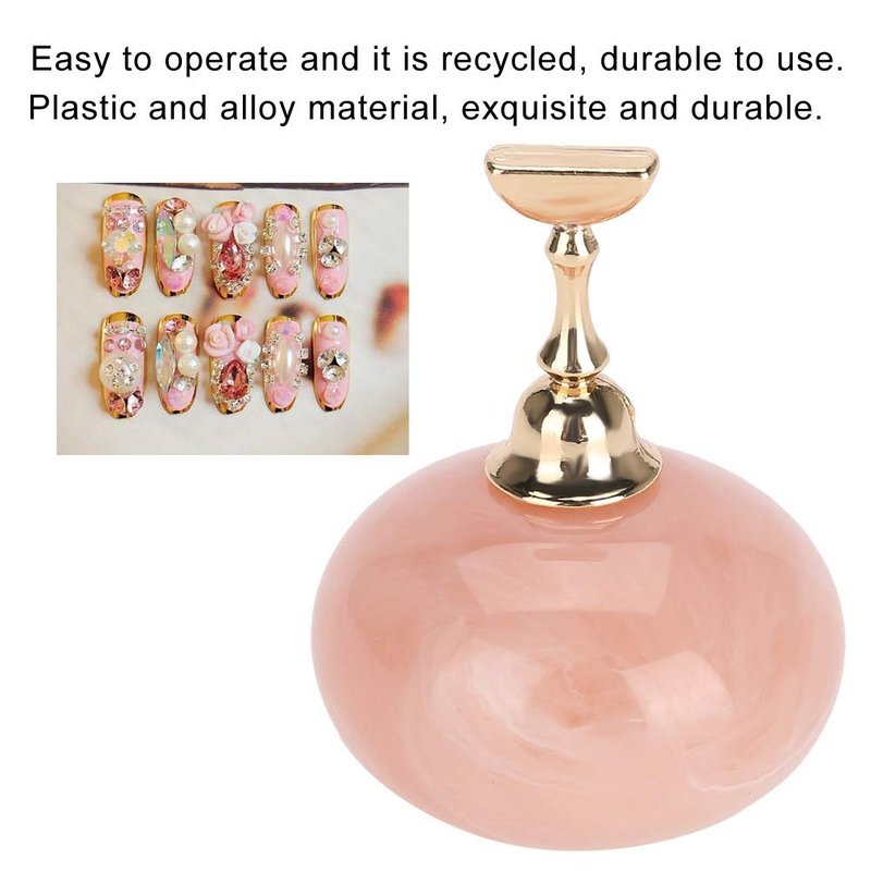 Manicure Display Stand with Magnetic Golden Base, Nail Art Tip Holder for Practice & Display, Practical Nail Accessories