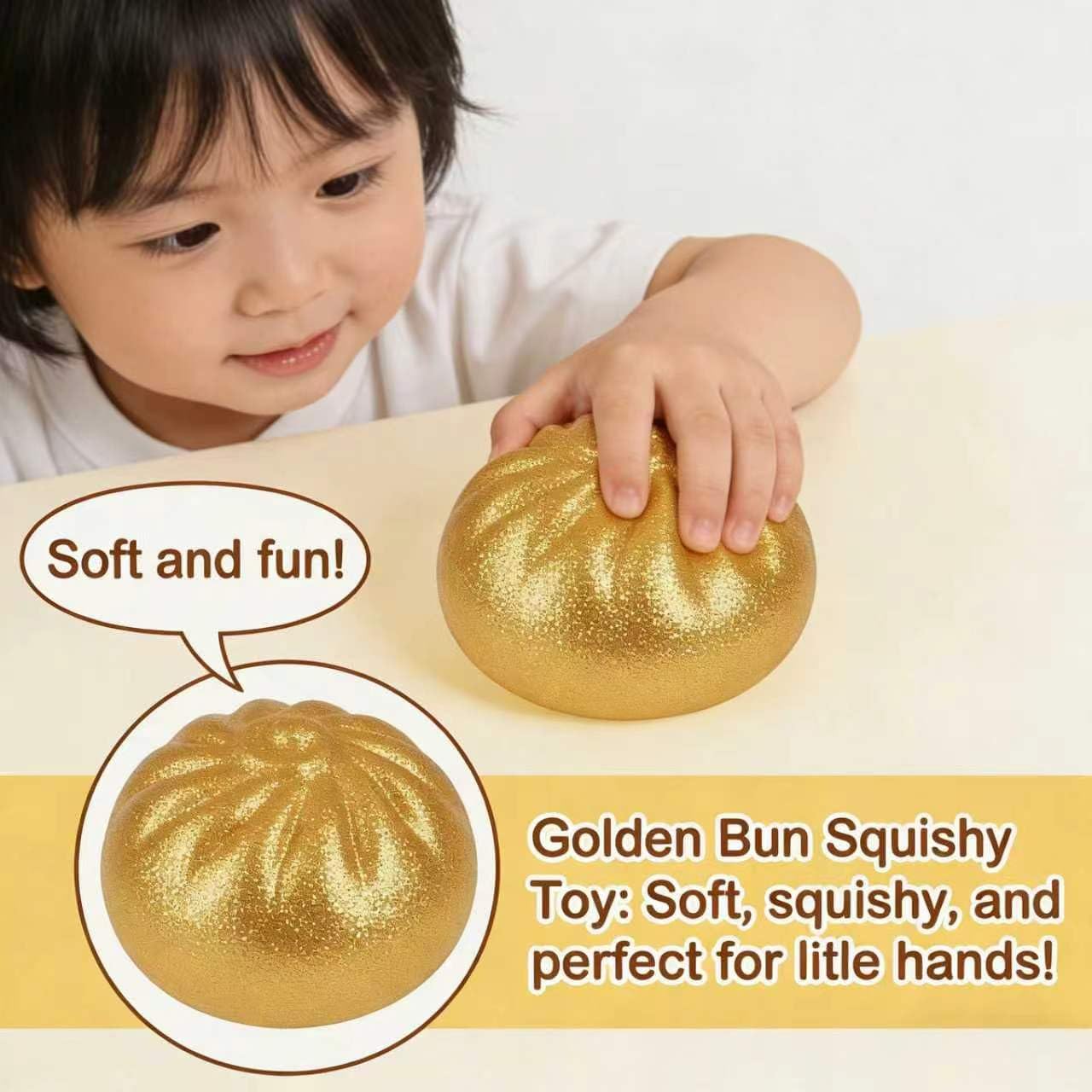 Glitter Dumpling Squishy, Colorful Dumpling Squishes Stress Balls with Steamer, Easter Gifts, Soft Squeeze Decompression Dough for Adults (Blue with Glitter)