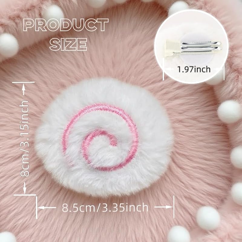White Fish Cake Hair Clips - Cute Plush Accessories for Women