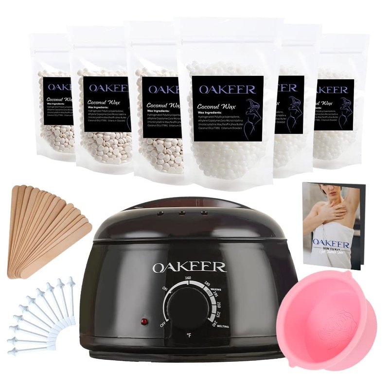 Oakeer 2024 Update Waxing Kit for Fine Hair Removal with 6 Pro Ice Cream Wax Bags for Women's Arms, Facial, Eyebrow, Lips, Bikini Area