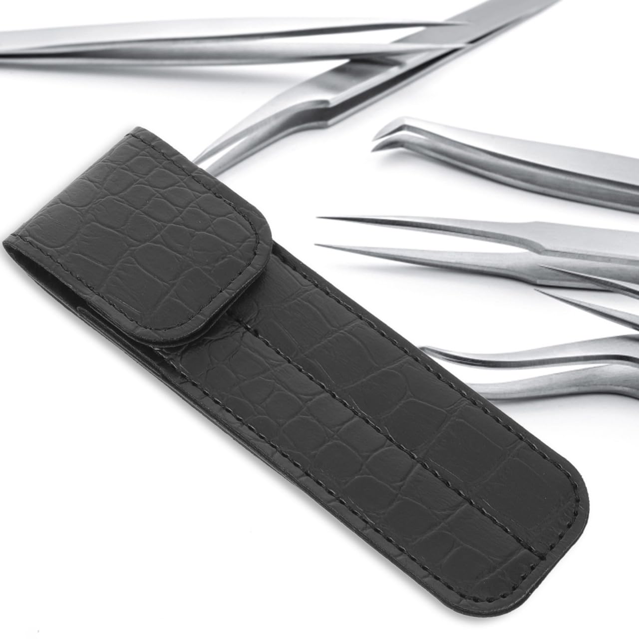 Housoutil Tweezer Storage Case, Eyelash Tweezer Holder, Eyelash Tweezers Case for Extensions, Black