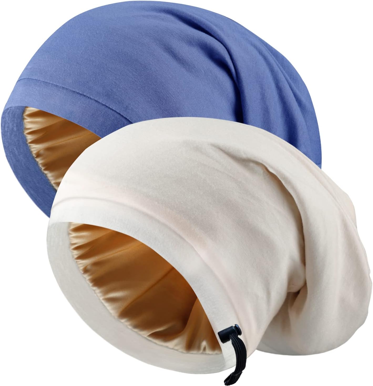 Adjustable Silk Hair Bonnet - Satin Lined Sleep Cap for Women & Men | 2 Pcs Set