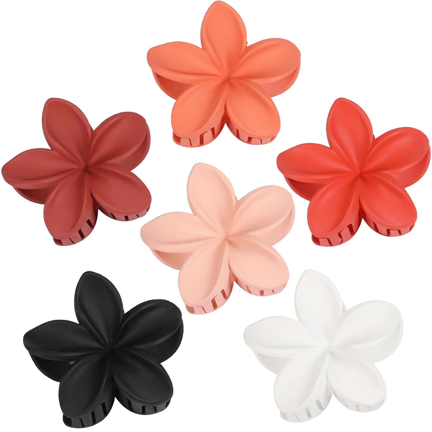 Large Flower Claw Hair Clips - 6 Pcs Hawaiian Style for Thick & Medium Hair | Beach Accessories for Women & Girls
