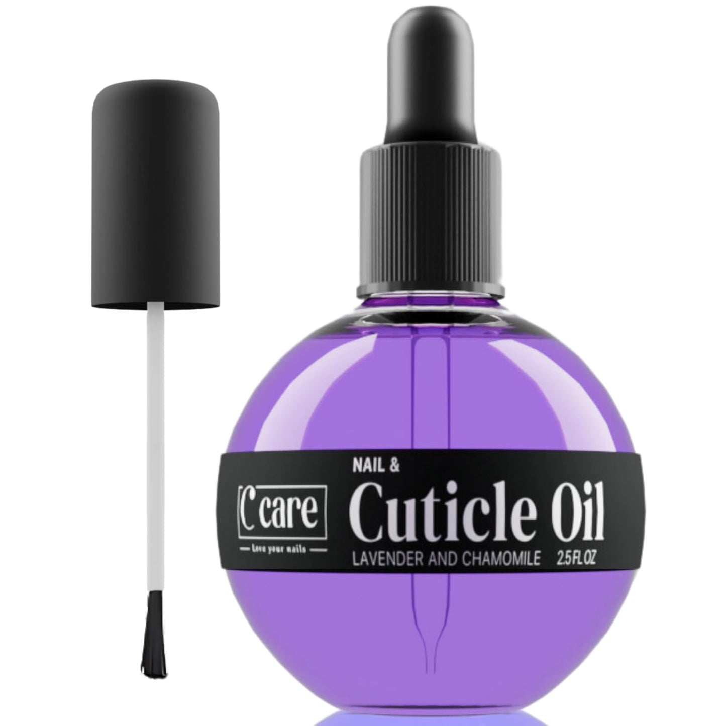 Cuticle Oil for Nails - Lavender & Chamomile Moisturizer - Strengthens & Nourishes - 2.5 oz Dropper & Brush Included