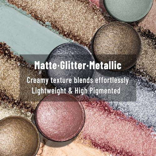 UCANBE 16-Shade Baked Eyeshadow Palette – Matte, Satin & Glitter Neutrals