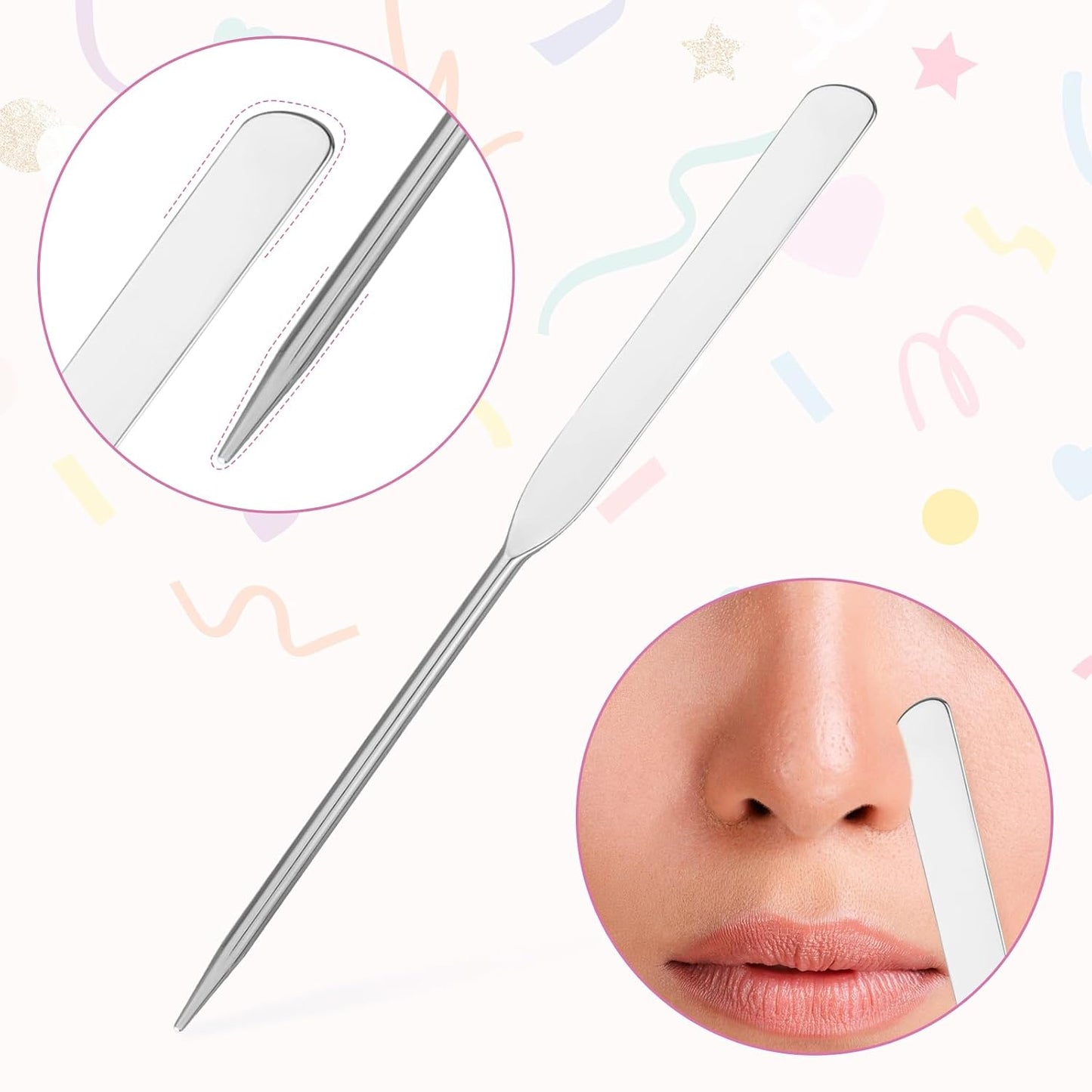 Makeup Spatula Set - 3 Pcs Stainless Steel Foundation Applicators | Tiny Mixing Tool for Even Application