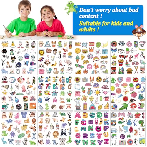 Aresvns Waterproof Temporary Tattoo Stickers Set - 12 Sheets, 300+ Designs for Adults & Kids