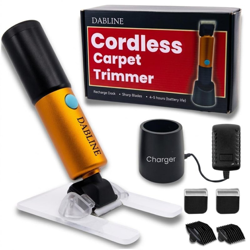 DABLINE Cordless Carpet Trimmer with Shearing Guide, Lightweight Carpet Shaver Comes with 2 Blades, 400W High Power Carpet Shears for Tufting Rugs