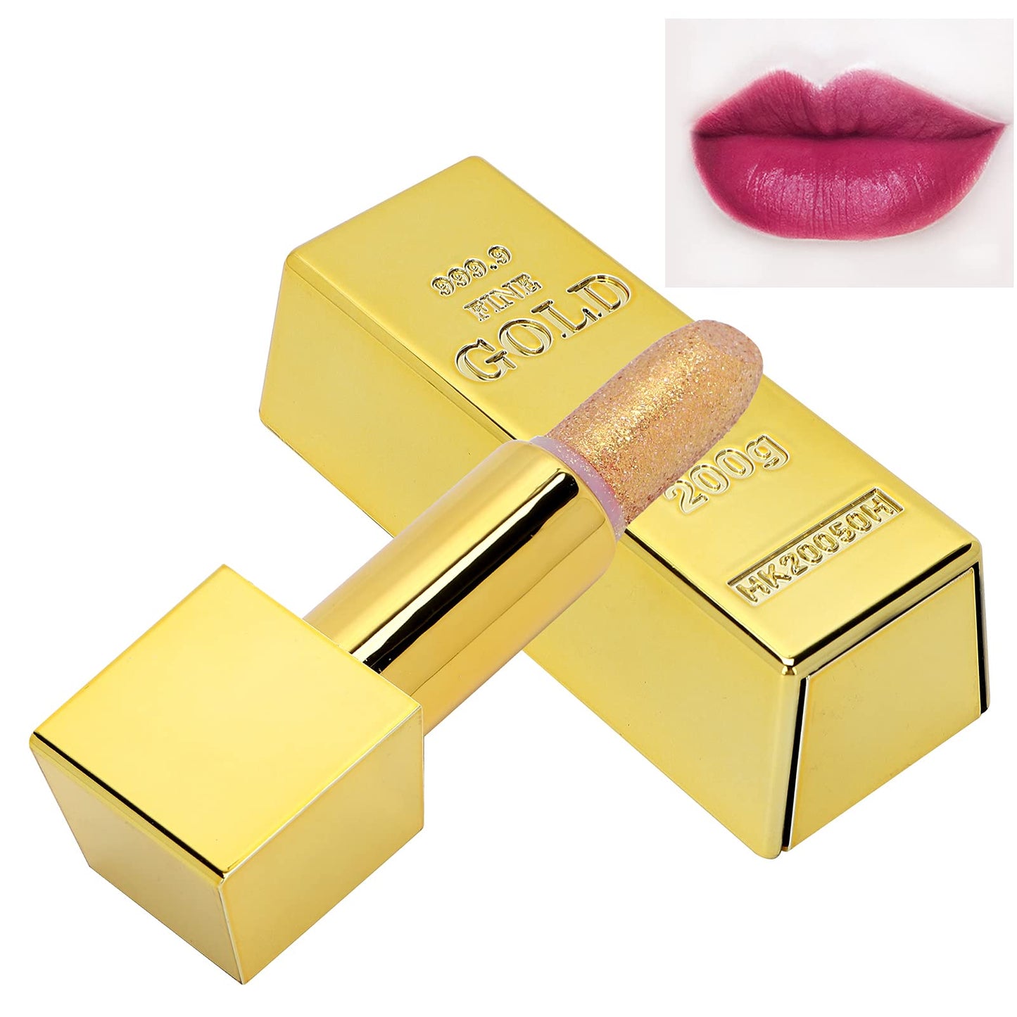 3.5g Gold Bar Lipstick, Long Lasting Moisturizing And Smooth Lip Makeup Cosmetics (Gold Lipstick 1#Foreign Edition)