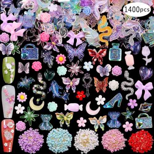 TAMHOO 250pcs 3D Kawaii Nail Charms for Acrylic Nail Art Decorations