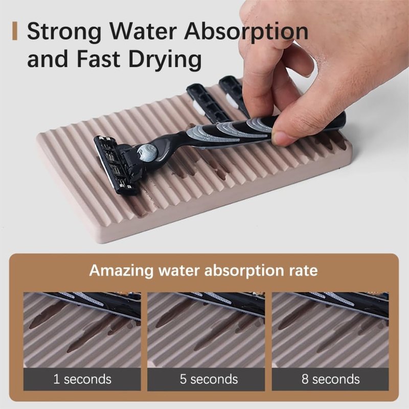 NICITY Diatomite Razor Holder for Shower,Water Absorption Fast Drying Natural Diatomite Tray for Razor Soap Shaving Cream Foam Bottle Face Wash (Light grey)