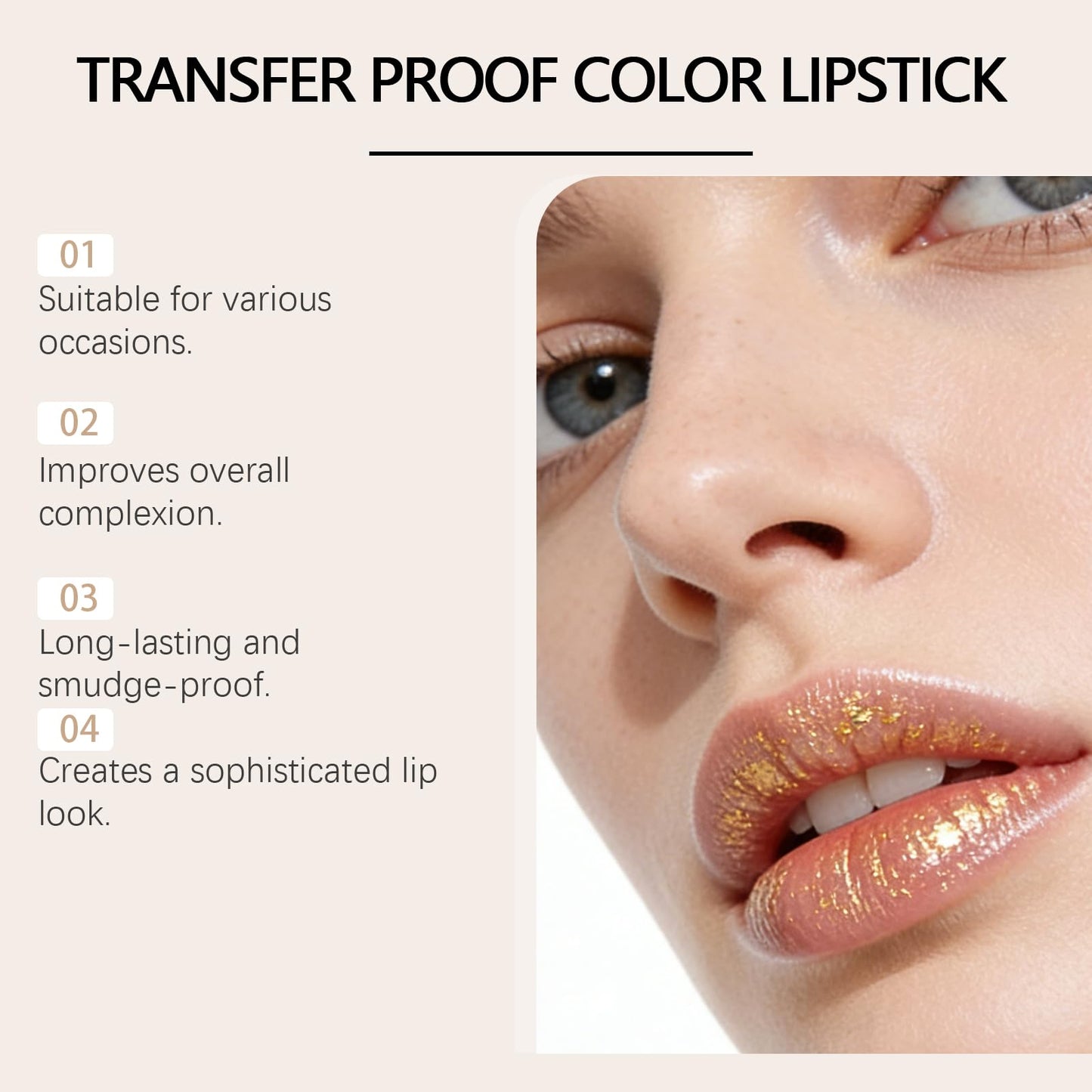 WestShiny Color Changing Lipstick for Women, 24 Hours Enduring PH Lipstick Color Changing, Gold Crystal Clear Lip Stick, Moisturizing Clear Lip Gloss - 1Pcs