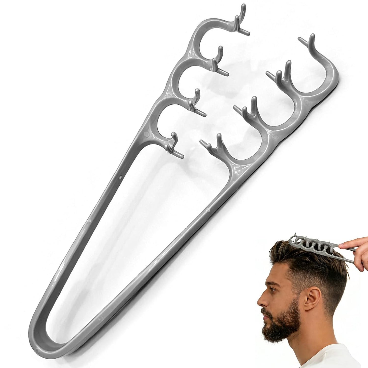 Wide-Tooth Volumizing Comb - Textured Styling Tool for Unisex | Soft Grip, Lifts Hair Roots, Gray