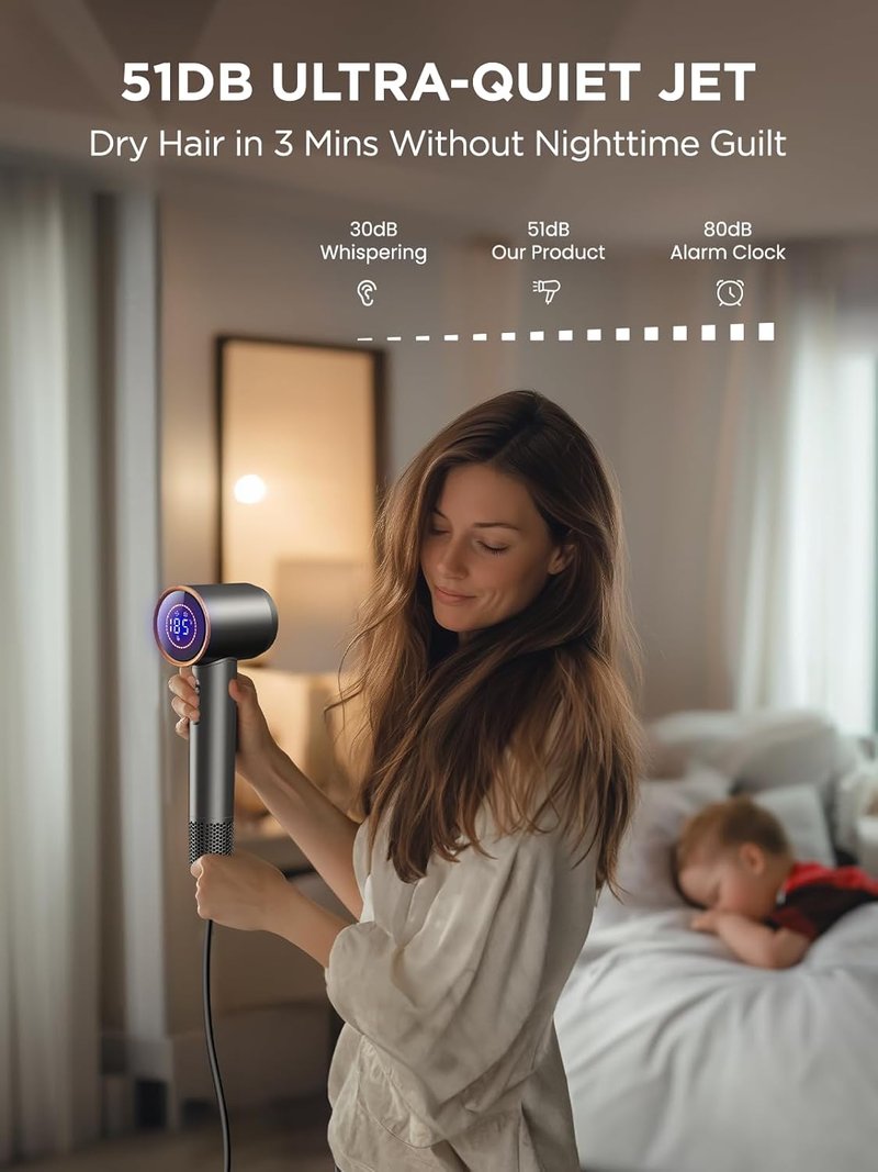 Travel Hair Dryer - Dual Voltage Ionic Blow Dryer for Women | Fast Drying, Lightweight, Low Noise, 110V-240V