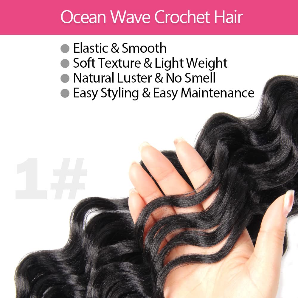 Niseyo NU Ocean Wave Crochet Hair Soft Deep Twist Crochet Braids Synthetic Wavy Braiding Hair Extensions