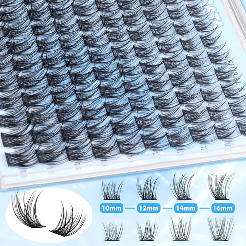 PHKERATA Natural Lash Clusters Wispy Eyelash Clusters, Eyelash Extensions C Curl Individual Lashes, Mix Length Natural Look Lashes with Thin Lash Band, 10-16mm, 110 pcs