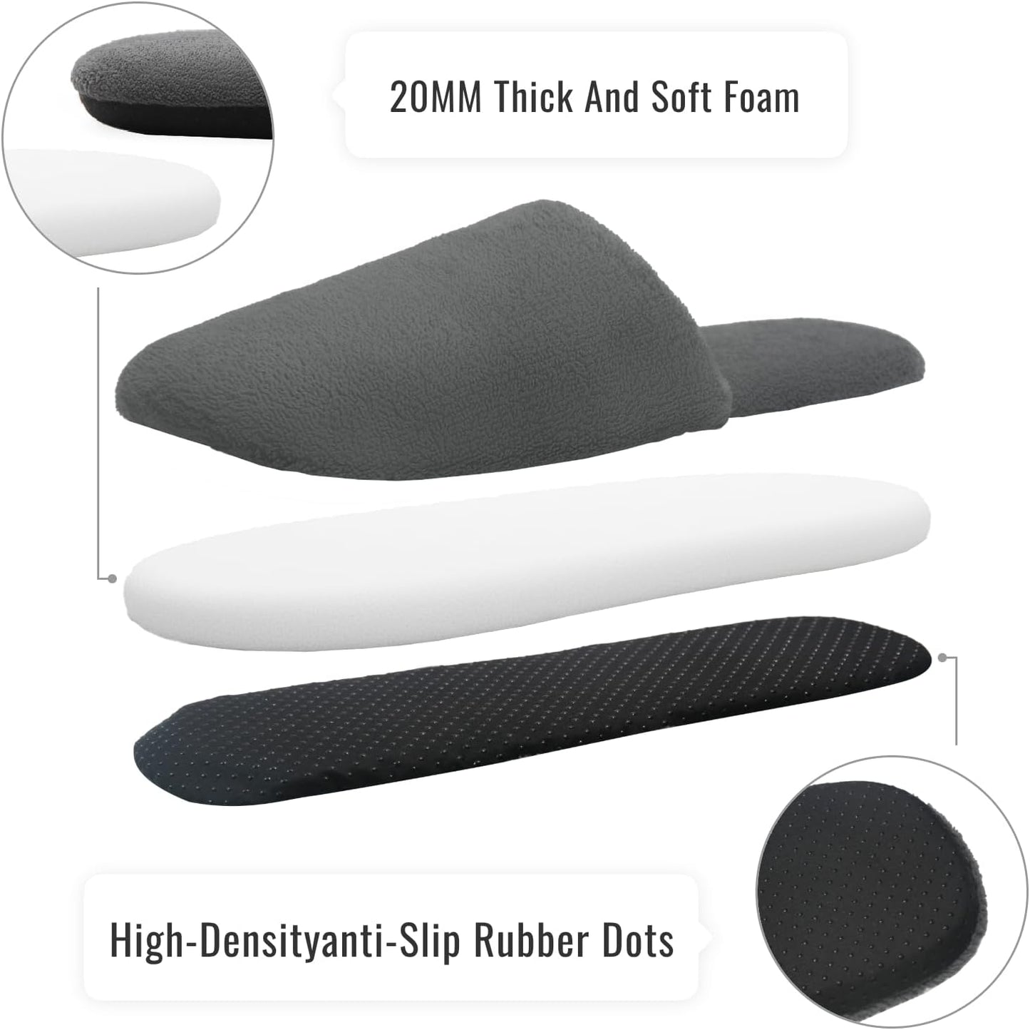 Washable House Slippers - Thickened Cotton Non-Slip Spa Footwear for Guests | Reusable Travel Slippers for Men & Women
