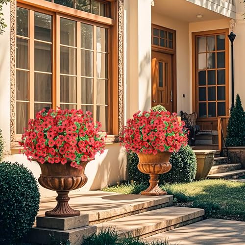 12 Pcs UV Resistant Artificial Flowers for Outdoor Decor