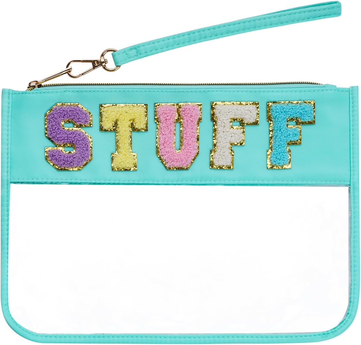Chenille Letter Bag - Multi-Purpose Nylon Cosmetic Bag with Zipper | Travel & Gym Pouch (Black-Dance)