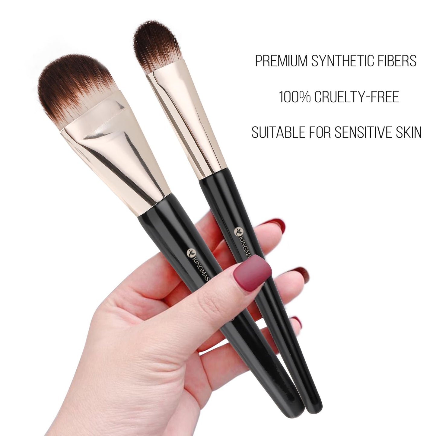 KINGMAS Flat Foundation Brush Set - Korean Makeup Brushes for Liquid & Cream Blending | Tongue-Shape Design