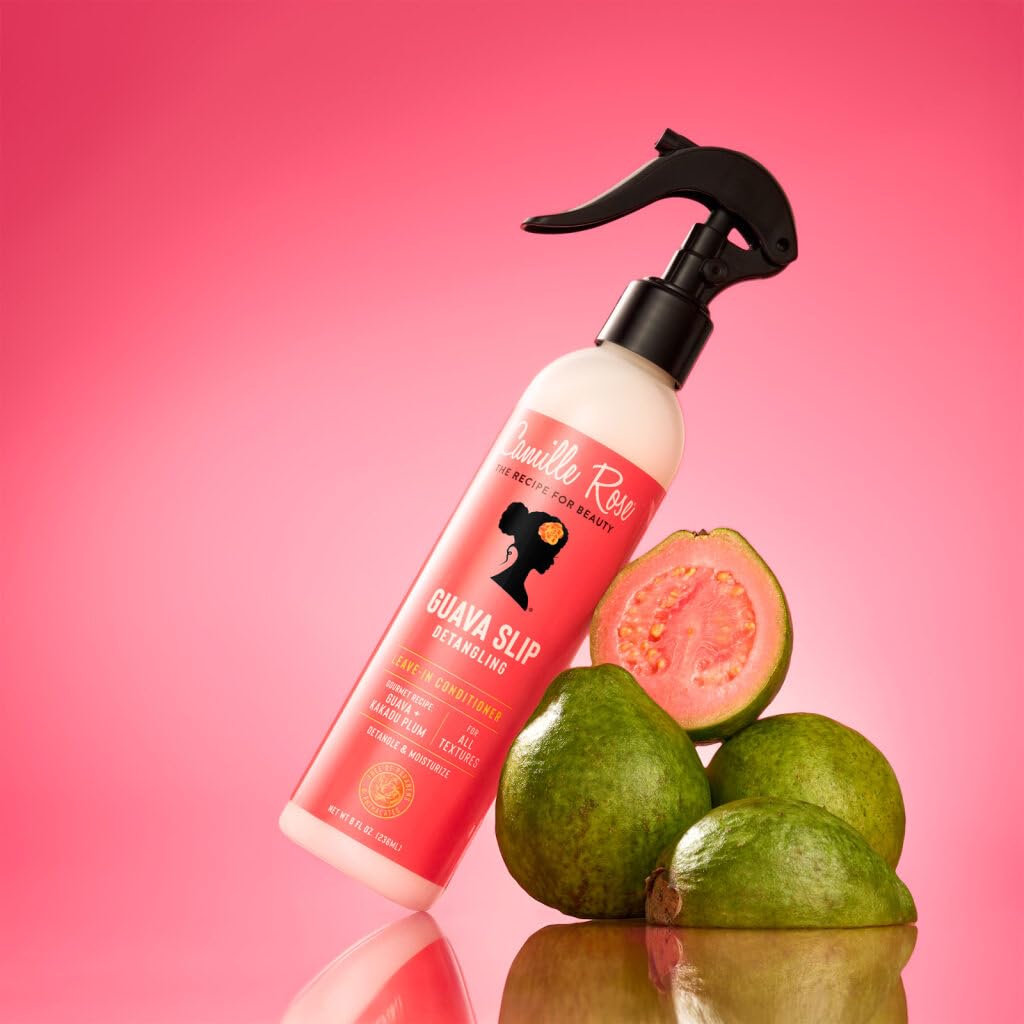 Camille Rose Guava Slip Detangling Leave In Conditioner, with Guava, Kakadu Plum and Aloe Leaf Juice to Detangle and Soften, for All Hair Textures, 8 fl oz 2 Pack