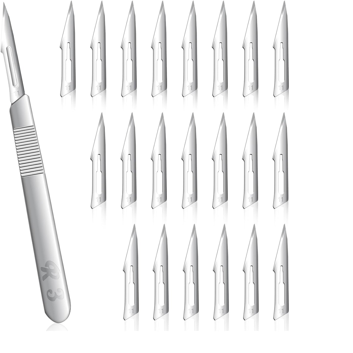 ZKKZOMA 20 Pieces Scalpel Blades #11 Scalpels Surgical Sterile Blades with #3 Scalpel Knife Handle,Individually Wrapped High Carbon Steel Blades for Callus Removal,Sculpting, Cutting,Crafts & More