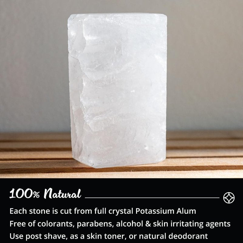 ROYAL SHAVE 100% Natural Alum Block with Travel Case for Men, Skin Soothing Aftershave Stone, Relieves Razor Burn & Heals Accidental Cuts (3.5 oz.) Made in France