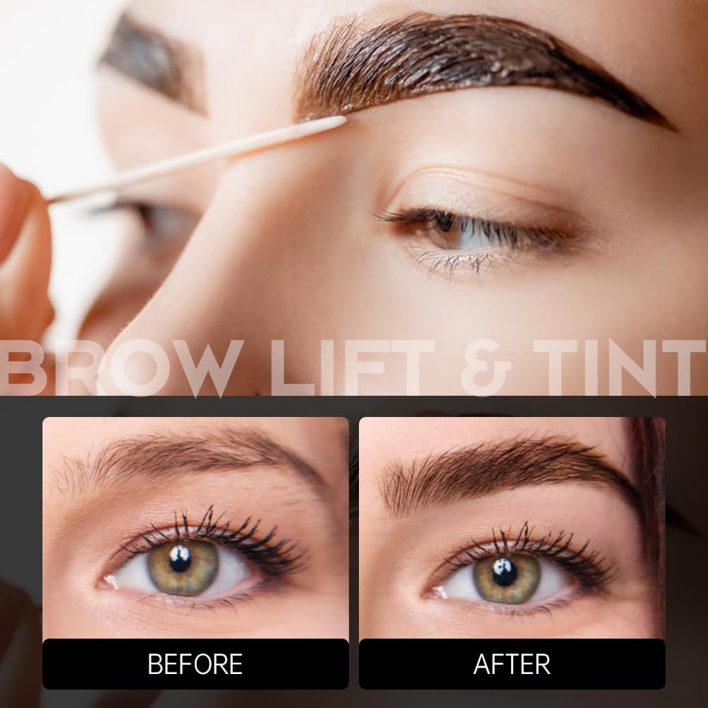 Lash Lift Kit - 4 in 1 Brow Lamination & Eyelash Perm Set | Salon Quality at Home, Long-Lasting Natural Brown Color