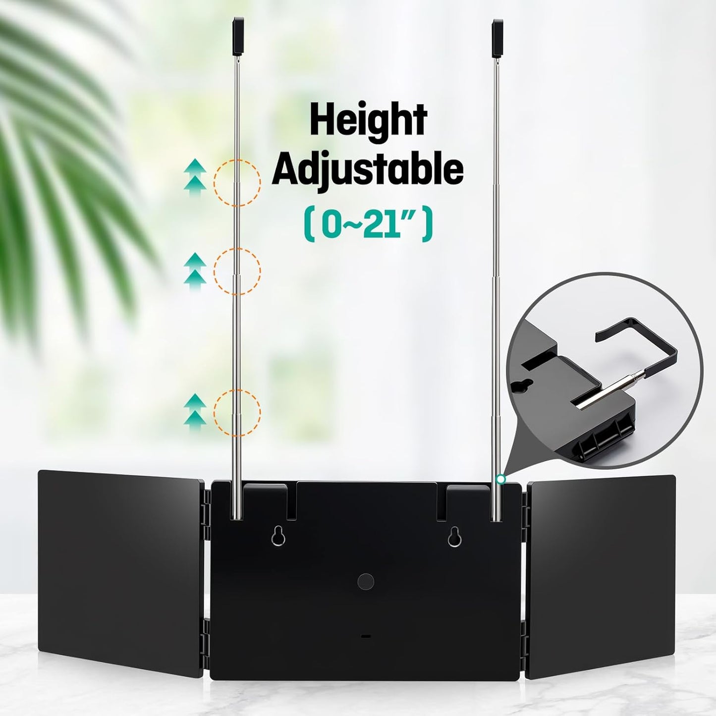 Tri-Fold 3-Way Mirror for Self Hair Cutting - 360° View, Height Adjustable, Anti-Fog HD Glass | Perfect for Shaving, Braiding, Travel