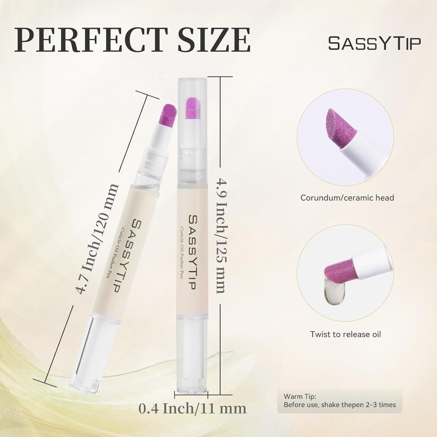 Ceramic Cuticle Pusher & Oil Pen - Gentle Nail Care Tool | 2ml Fragrance-Free Rose & Lavender