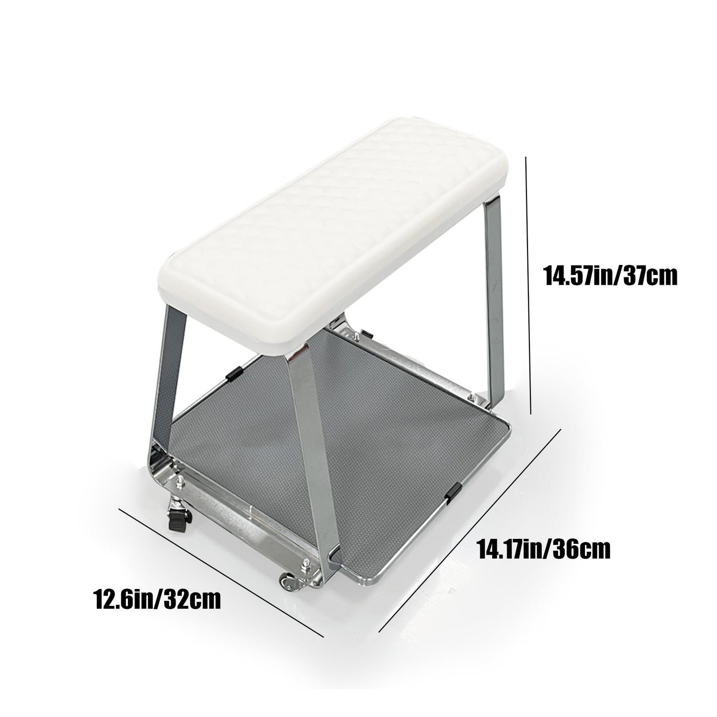Erxewim Pedicure Foot Rest with Wheels for Nail Art Techs, Foot Therapy Pedicure Cart with Storage Tray, Soft Cushion & Stainless Steel Stand, Pedicure Stool for Salons, Spa, Massage, Home (White)