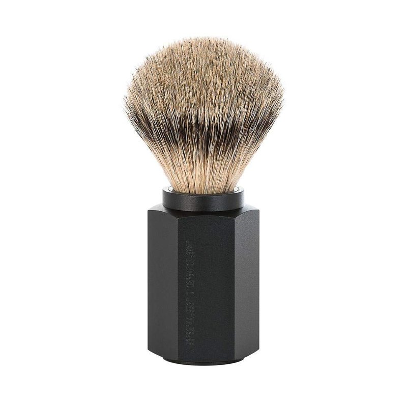 MÜHLE HEXAGON Graphite Silvertip Badger Shaving Brush