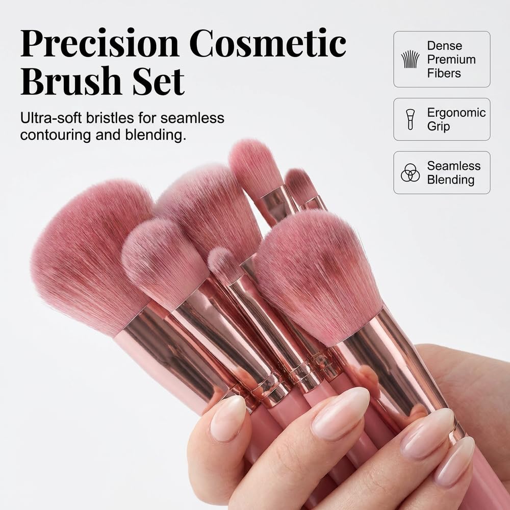 40Pcs Coffee Professional Makeup Brushes Set, Premium Synthetic Face Eye Makeup with Case for foundation, concealer, blush, eyeshadow, powder and contour makeup for beginners and makeup artists