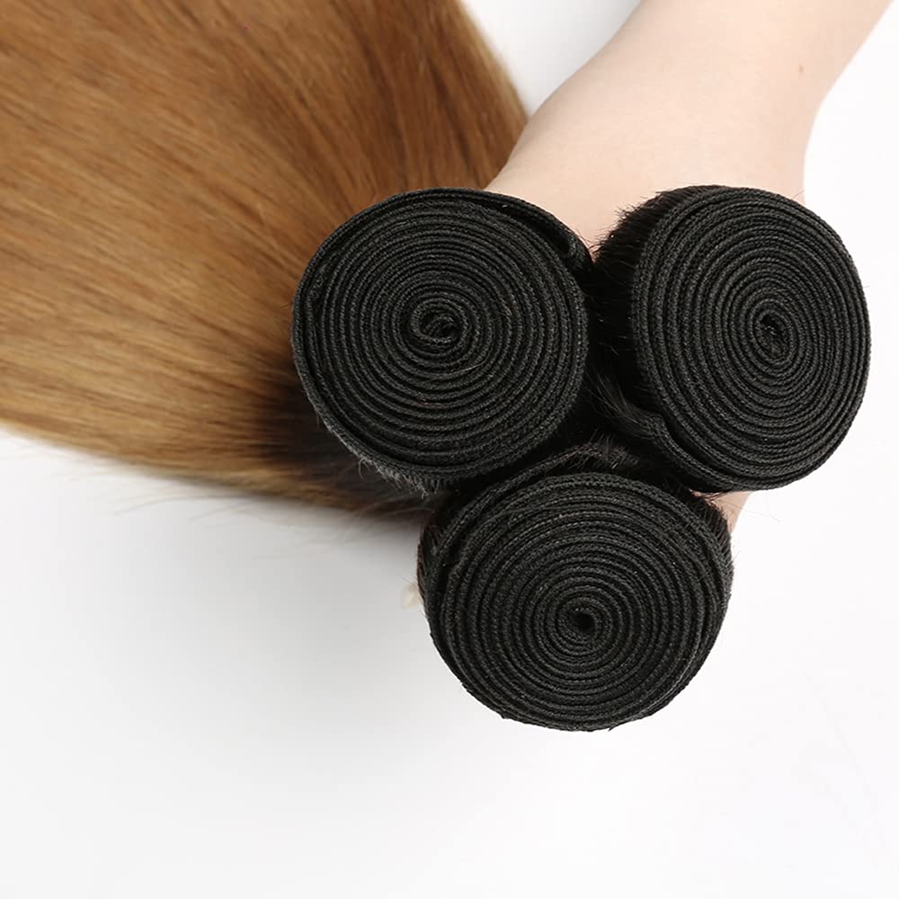 Ombre Straight Bundles 1b/27 Human Hair Bundles 24 26 28 Inch Honey Blonde Bundles 8A Grade Brazilian Virgin Remy Blonde Human Hair Bundle