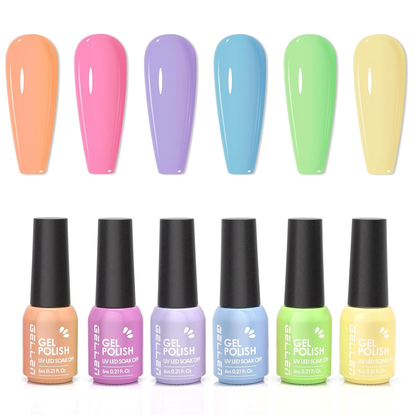 Teal Green Blue Gel Nail Polish - 6-Color Semi-Permanent Formula | No Wipe, Glossy Finish, HEMA & TPO Free