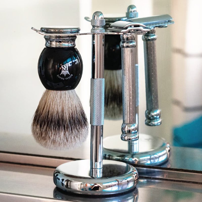 RoyalShave PB8 Silvertip Badger Hair Classic Wet Shaving Brush - Weighted Handle
