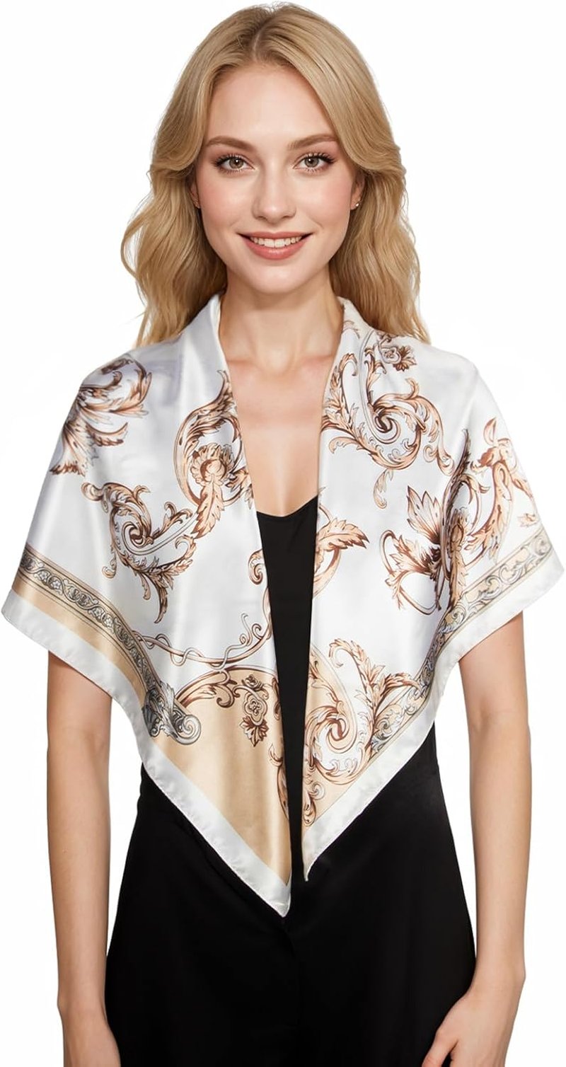 Silk-Like Head Scarf for Women - Printed Square Hair Bandana | 35 Inches