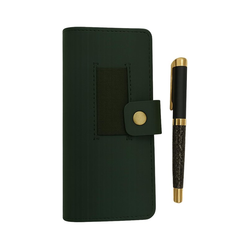CestAntiQ, Distressed Leather Checkbook Cover with Pen Holder Full Grain Green Leather Check Book Cover for Personal or Duplicate Checks Executive Checkbook Wallet for Men Women Slim Gift Organizer