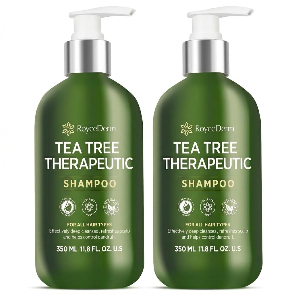 Tea Tree Shampoo - Anti-Dandruff Scalp Care for Dry, Itchy Hair | Paraben & Sulfate Free, 2 Pack