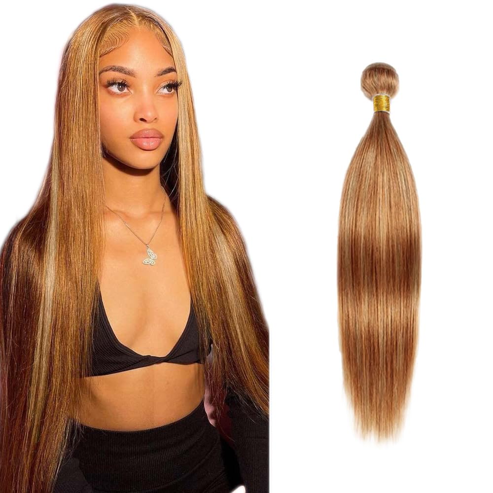Color 27 Human Hair Bundles 27/30 Straight Bundle Human Hair Honey Blonde Straight Bundles Brazilian Virgin Hair Bundle 14 Inch
