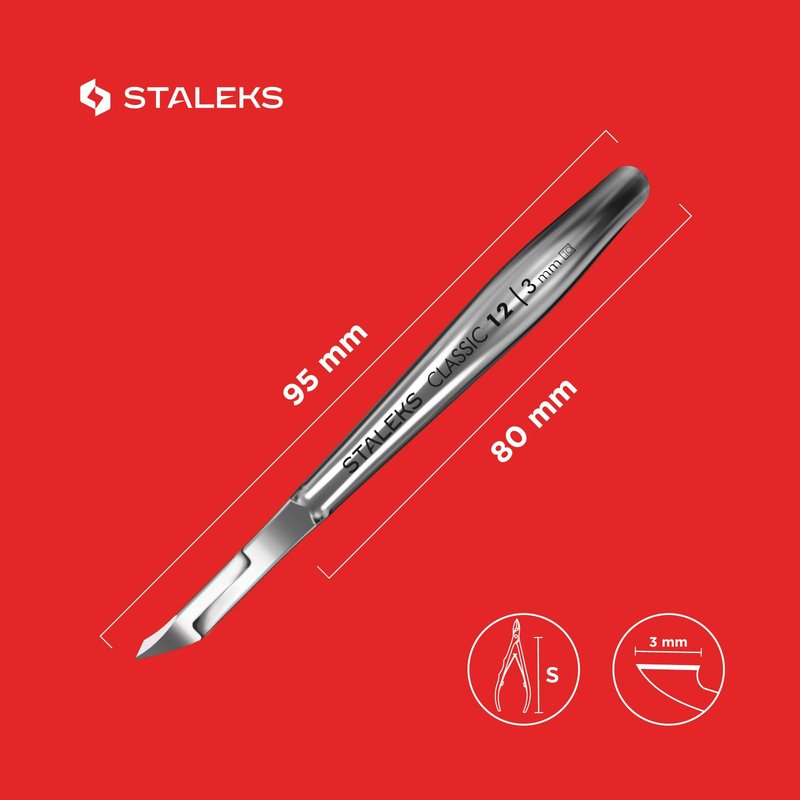 Staleks CLASSIC 12 Cuticle Nippers – 3mm Blade – Stainless Steel – Compact Design – For Home Manicure & Pedicure