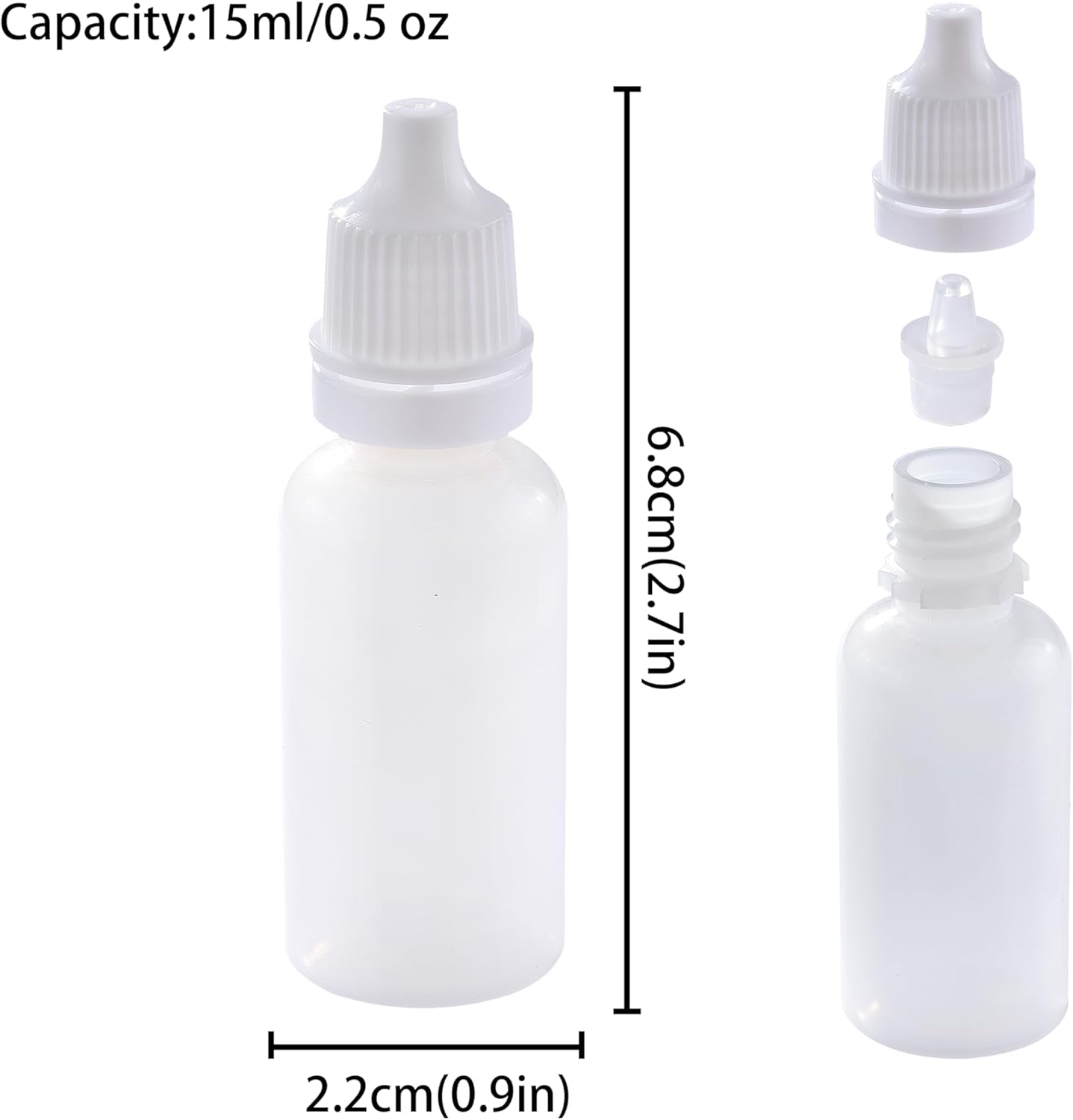 Mini Plastic Eye Dropper Bottles - 10PCS Refillable Travel Containers | 15ml (0.5oz) Squeezable