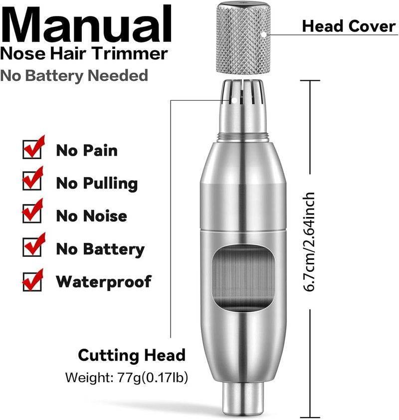 Lukyskn Ear Nose Hair Trimmer for Men, Silver | Painless Waterproof Nasal Hair Remover, Portable Stainless Steel Clippers, Professional Grooming Tool